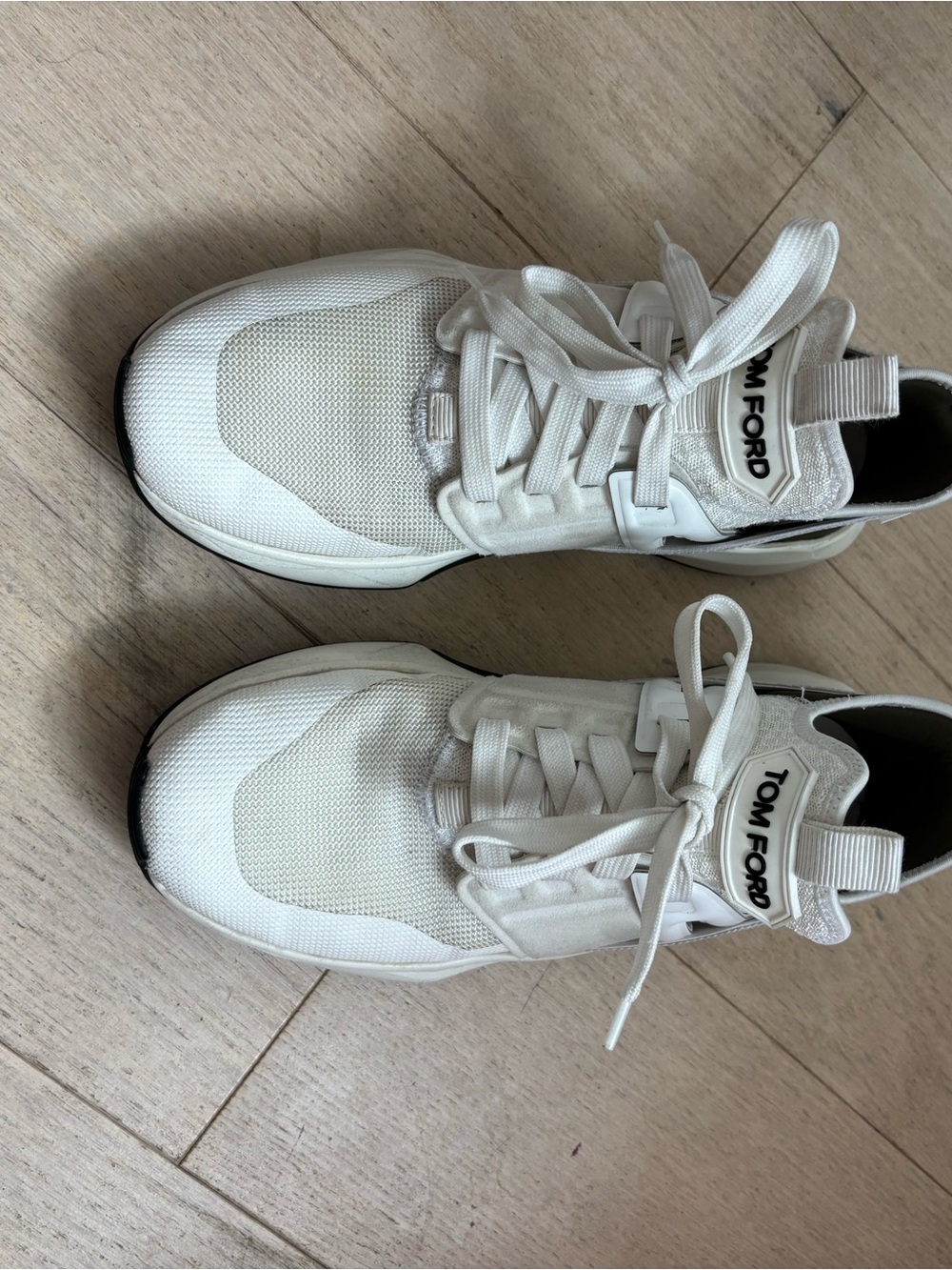 Tom Ford White Lace-Up Mesh Low-Top Sneakers